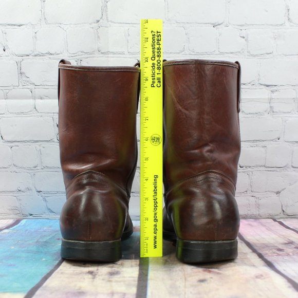 Mason Brown Leather Western Cowboy Roper Work Ranch Vibram Boots Size 10 B - Picture 8 of 9